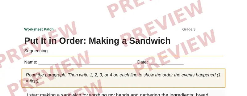 Partial preview of Put It in Order: Making a Sandwich