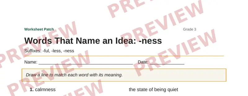Partial preview of Words That Name an Idea: -ness