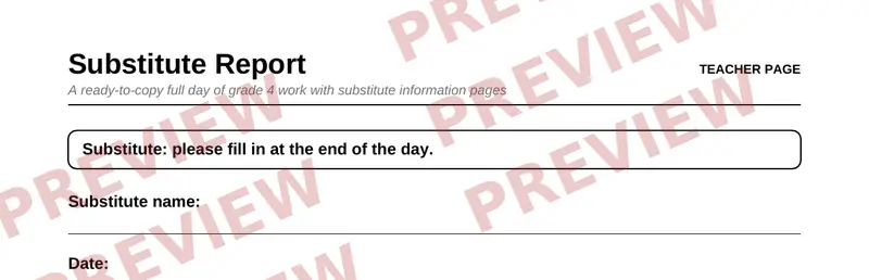 Partial preview of Grade 4 Complete Pack — 10 Printable Packs (Save 46%)