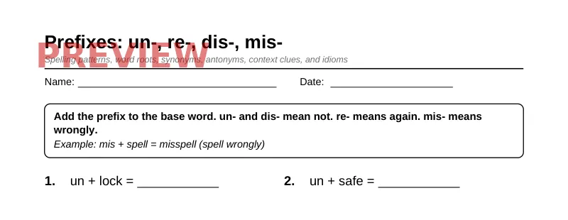 Partial preview of Grade 4 Word Study & Vocabulary Pack