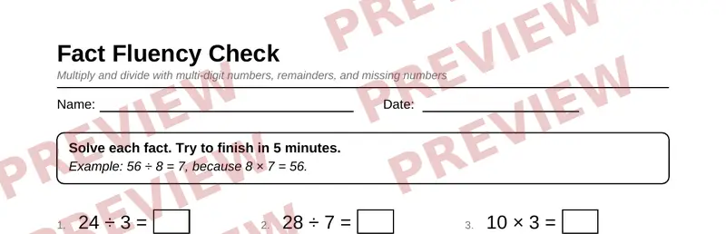 Partial preview of Grade 4 Multi-Digit Multiplication & Division Pack