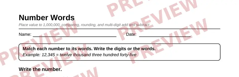 Partial preview of Grade 4 Place Value, Rounding & Big Numbers Pack