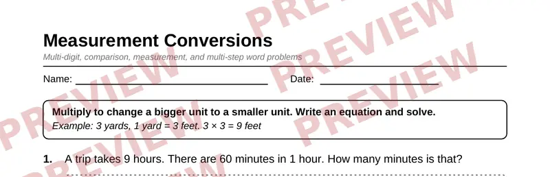 Partial preview of Grade 4 Math Word Problems Pack