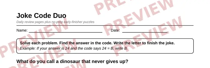 Partial preview of Grade 4 Morning Work & Early Finishers Pack