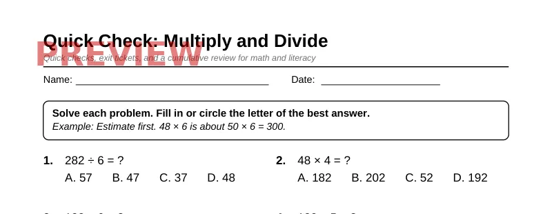 First page preview of Grade 4 Review & Test Prep Pack
