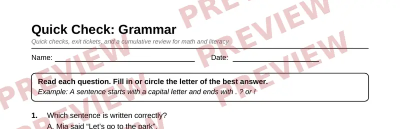 Partial preview of Grade 4 Review & Test Prep Pack