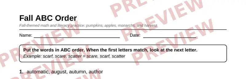 Partial preview of Grade 4 Fall Harvest Activity Pack