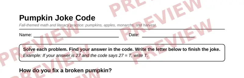 Partial preview of Grade 4 Fall Harvest Activity Pack