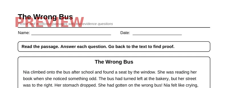 Partial preview of Grade 5 Reading Comprehension Passages Pack
