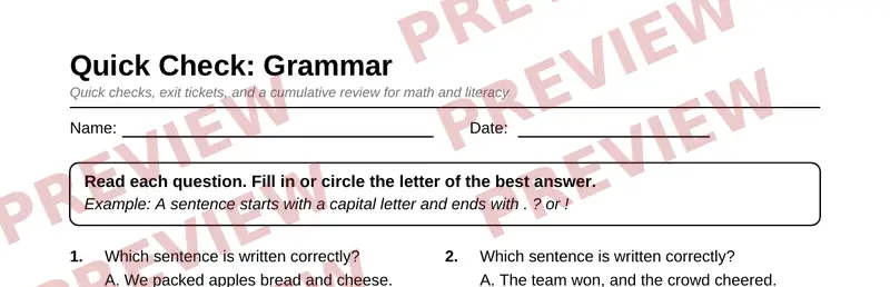Partial preview of Grade 5 Review & Test Prep Pack