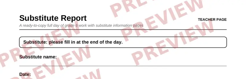Partial preview of Grade 6 Complete Pack — 10 Printable Packs (Save 46%)
