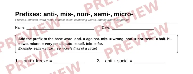 Partial preview of Grade 6 Word Study & Vocabulary Pack