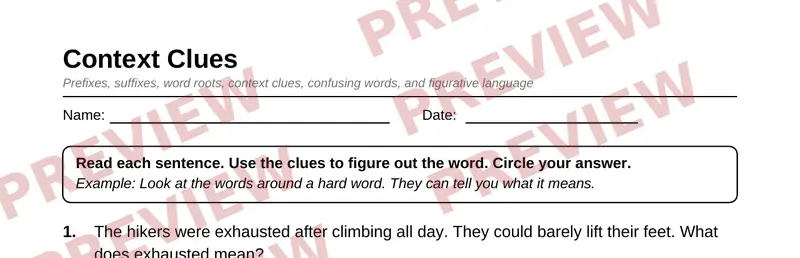 Partial preview of Grade 6 Word Study & Vocabulary Pack