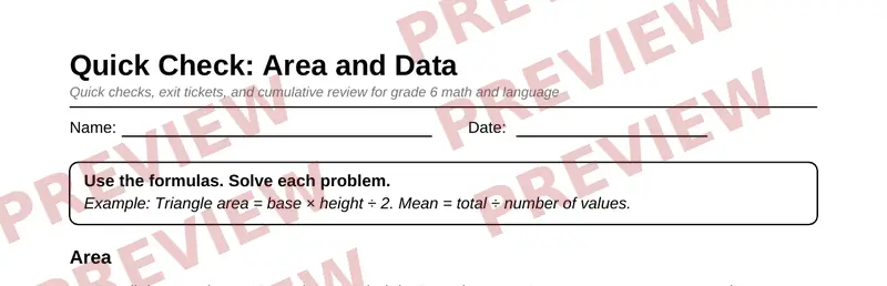 Partial preview of Grade 6 Review and Test Prep Pack