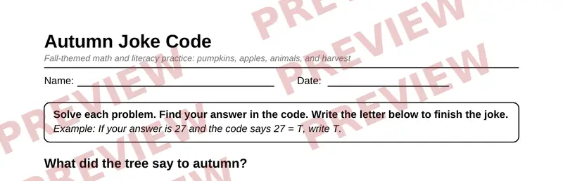 Partial preview of Grade 6 Fall Harvest Activity Pack