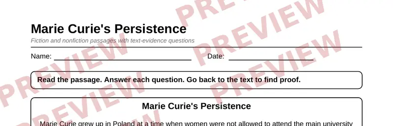 Partial preview of Grade 7 Reading Comprehension Passages Pack