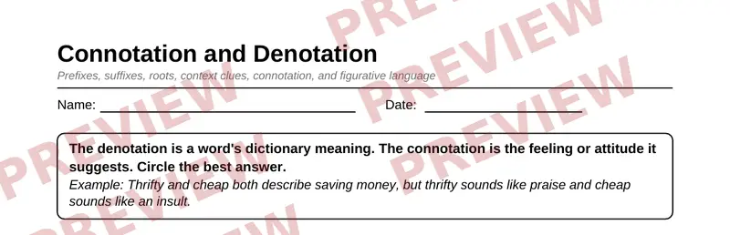 Partial preview of Grade 7 Word Study & Vocabulary Pack