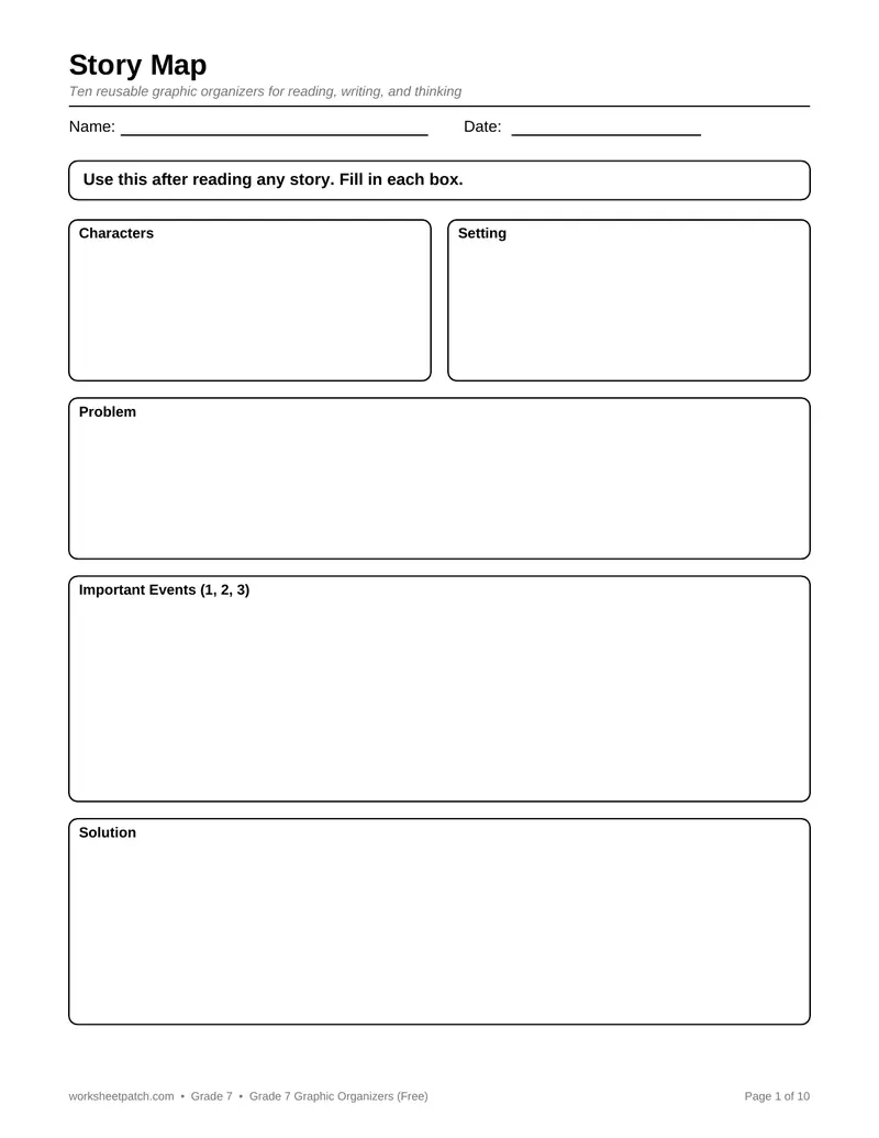 Page 1 preview of Grade 7 Graphic Organizers (Free)