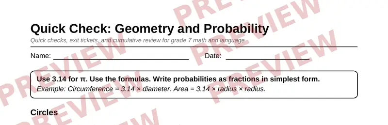 Partial preview of Grade 7 Review and Test Prep Pack
