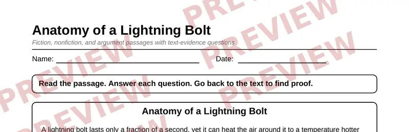 Partial preview of Grade 8 Reading Comprehension Passages Pack