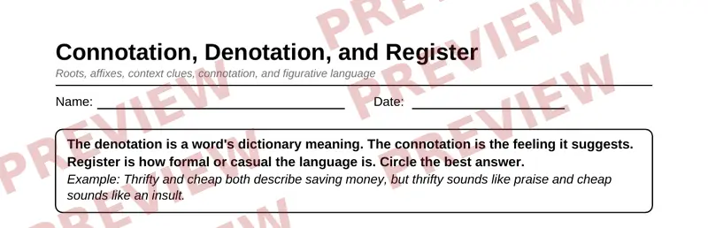 Partial preview of Grade 8 Word Study & Vocabulary Pack