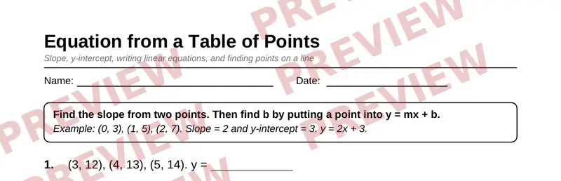 Partial preview of Grade 8 Linear Functions and Slope Pack