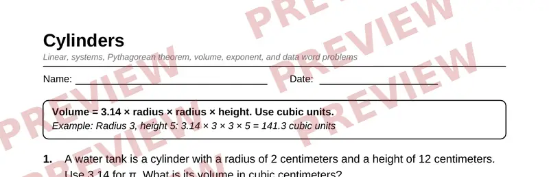 Partial preview of Grade 8 Math Word Problems Pack