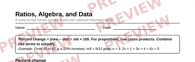 Partial preview of Grade 8 Sub Plan Packet: One Full Day, No Prep
