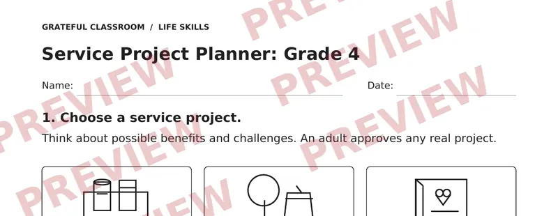 Partial preview of Service Project Planner: Grade 4