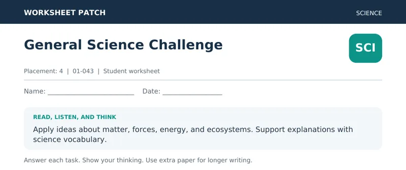 Page 1 preview of General Science Challenge