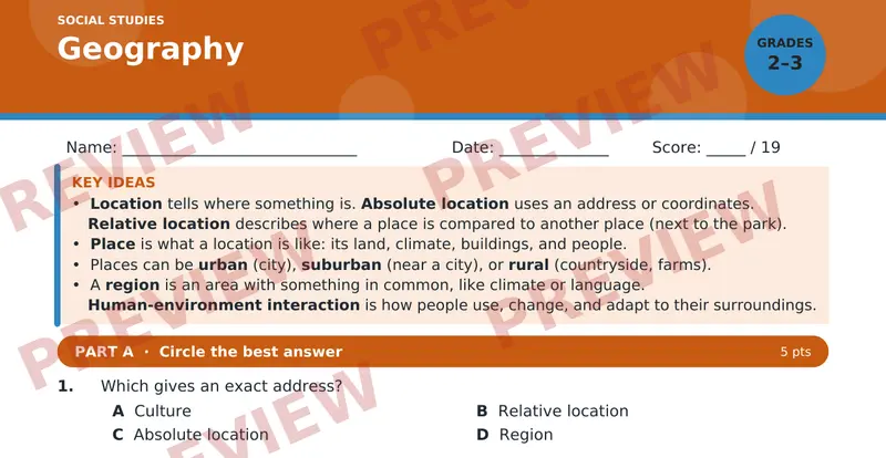Page 1 preview of Geography