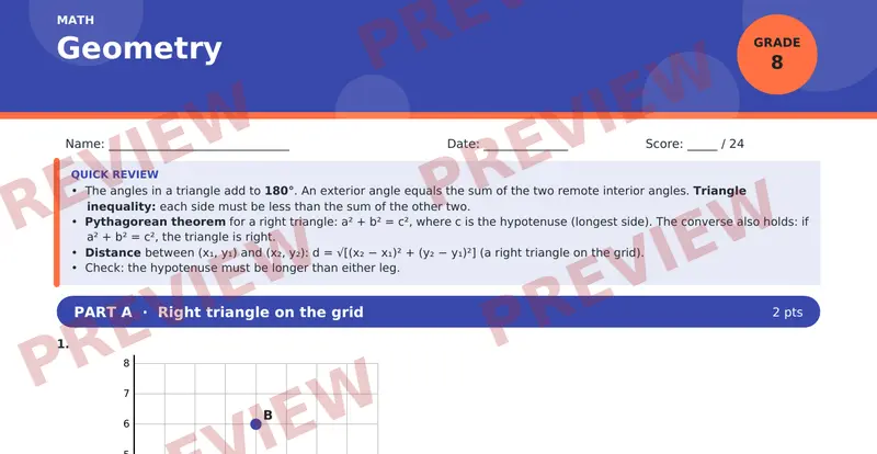 Page 1 preview of Geometry — Grade 8