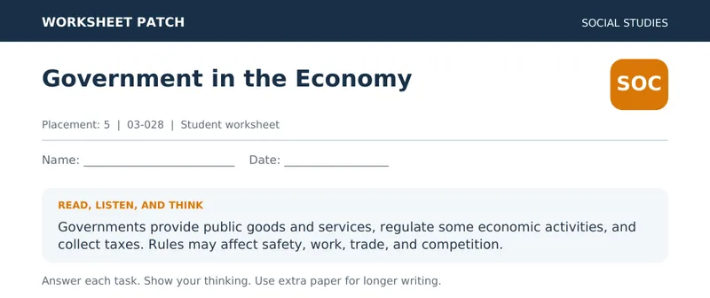 Page 1 preview of Government in the Economy