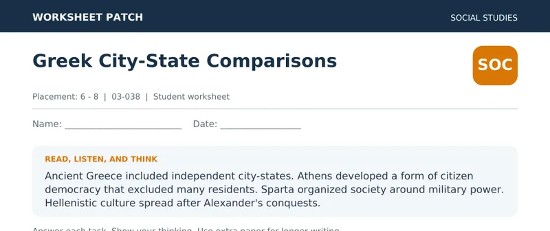 Page 1 preview of Greek City-State Comparisons