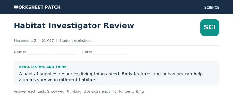 Page 1 preview of Habitat Investigator Review