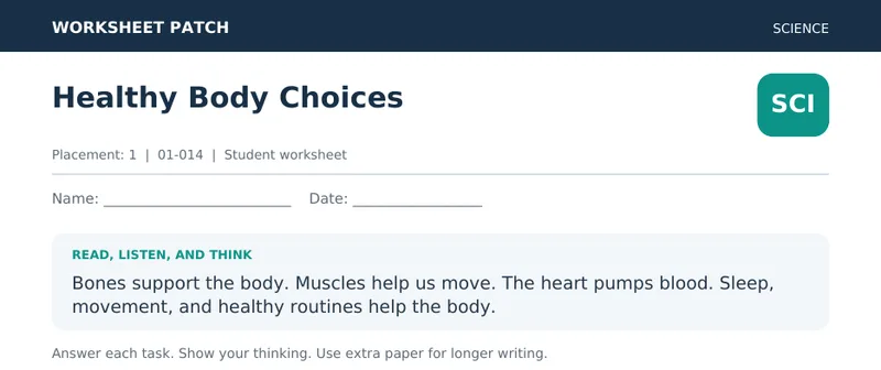Page 1 preview of Healthy Body Choices