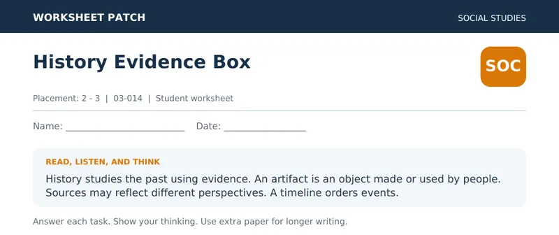 Page 1 preview of History Evidence Box