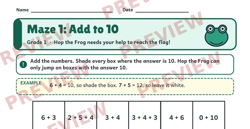 Page 1 preview of Hop's Math Mazes