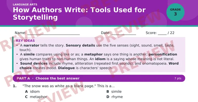 Page 1 preview of How Authors Write: Tools Used for Storytelling