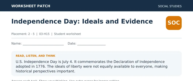 Page 1 preview of Independence Day: Ideals and Evidence