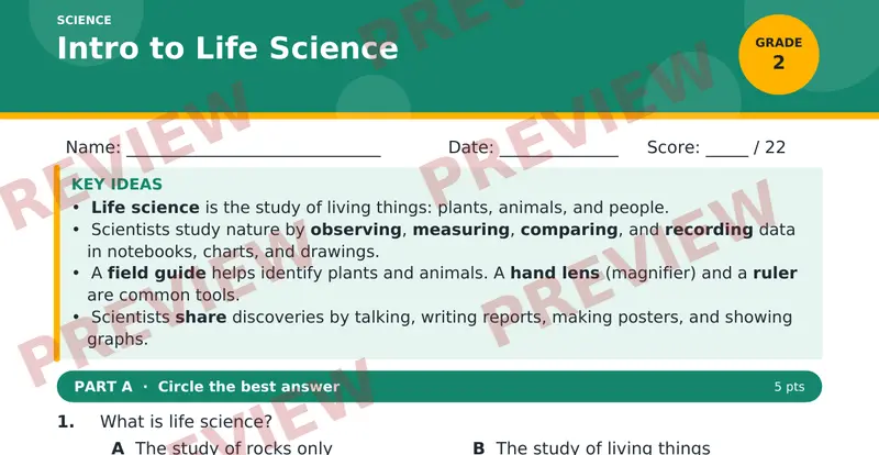 Page 1 preview of Intro to Life Science
