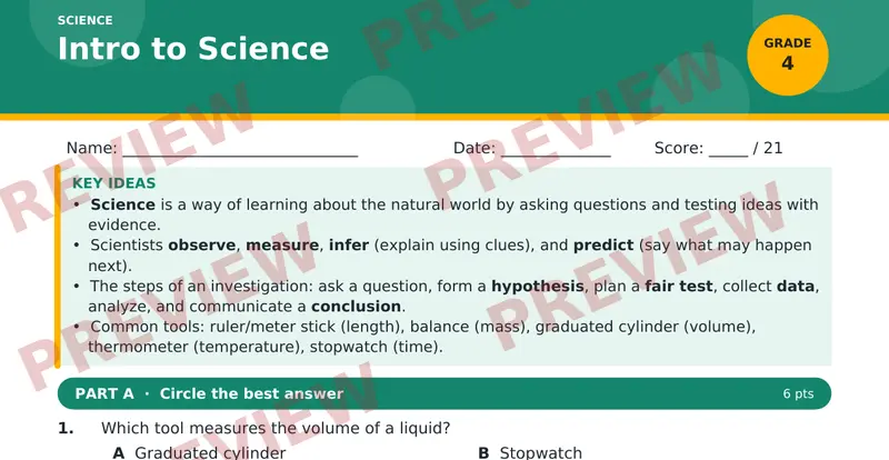 Page 1 preview of Intro to Science