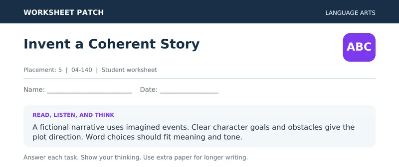 Page 1 preview of Invent a Coherent Story