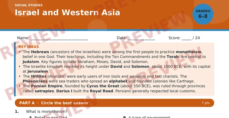 Page 1 preview of Israel and Western Asia