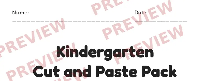 Partial preview of Kindergarten Cut and Paste Pack
