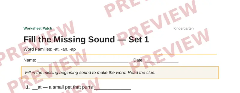 Partial preview of Fill the Missing Sound — Set 1