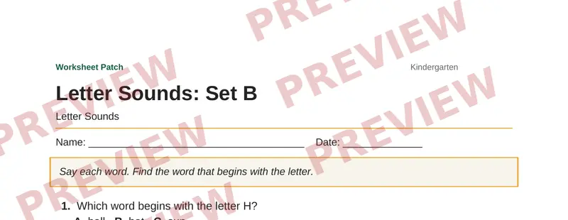 Partial preview of Letter Sounds: Set B