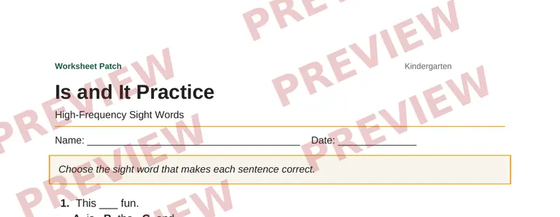 Partial preview of Is and It Practice