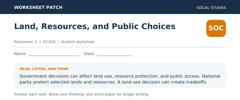 Page 1 preview of Land, Resources, and Public Choices