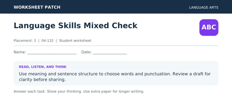 Page 1 preview of Language Skills Mixed Check